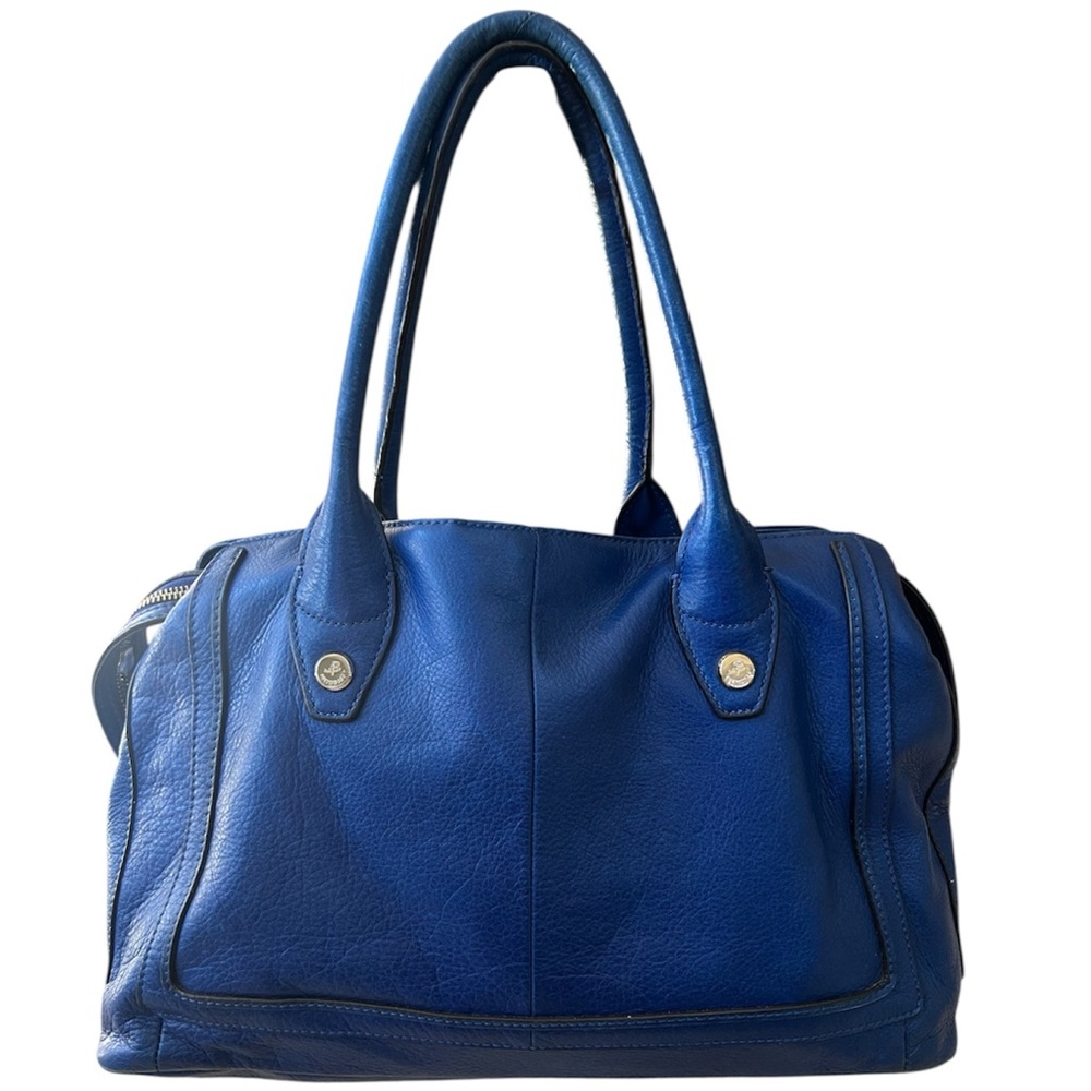 Vintage Y2K Cobalt Blue Slouchy Genuine Pebbled Leather Shoulder Bag B. Makowsky